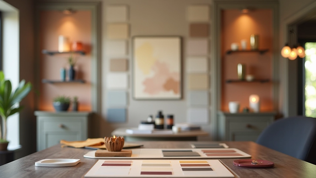 Exposición de muestras de pintura de lujo en showroom profesional
